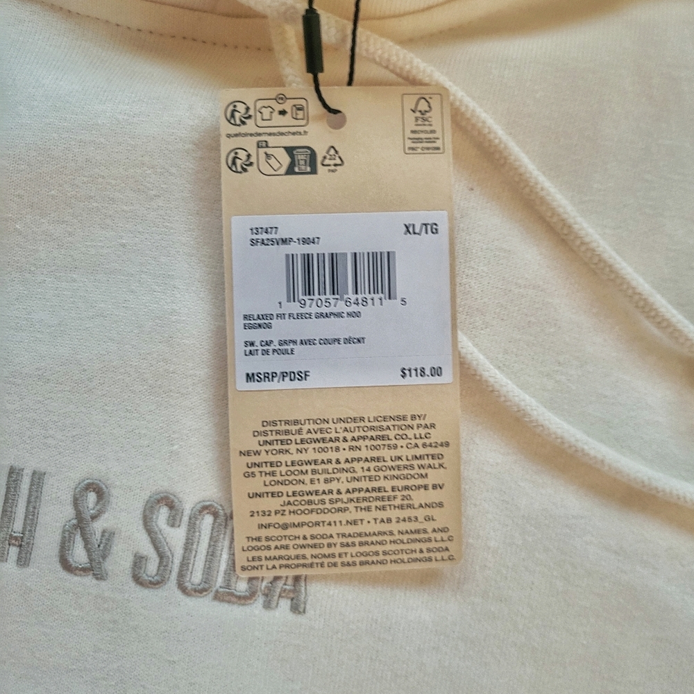 Scotch & Soda // M's Relaxed Fit Colorblock Hoodie // XL // Beige - Picture 7 of 11